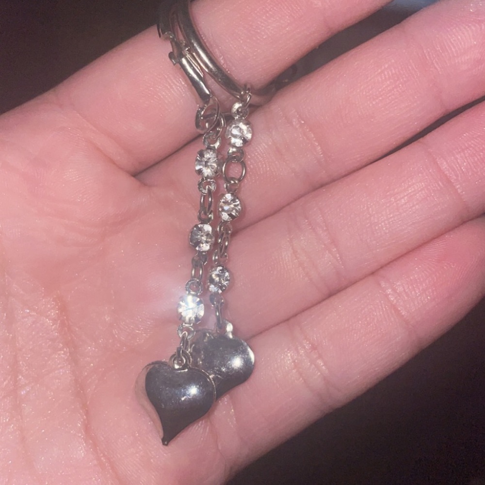 Heart gemstone dangle earrings unused